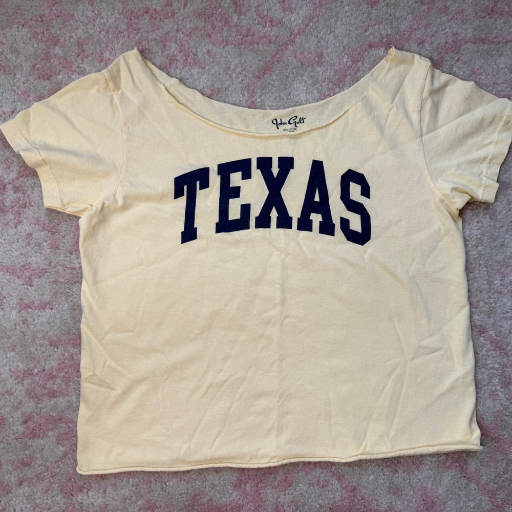 Brandy Melville John galt “Texas” butter cream yellow off shoulder T-Shirt